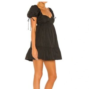 Amanda Uprichard Black Mini Dress with Puff Sleeves